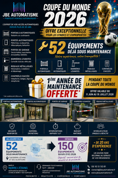Offre spéciale Coupe du Monde 2026, 1ère année de maintenance offerte